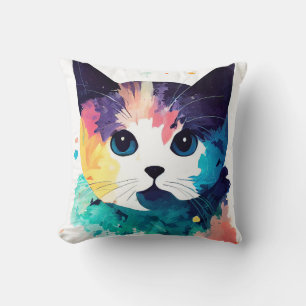 Cat Wild Nature Animal Color Art Malerei Kissen