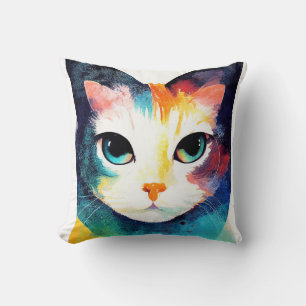 Cat Wild Nature Animal Color Art Malerei Kissen