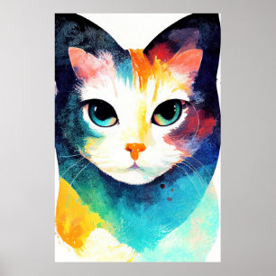 Cat Wild Nature Animal Color Art Malerei Poster