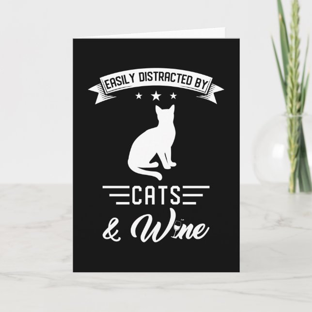 Cat Wine Sprichwort Karte (Vorderseite)