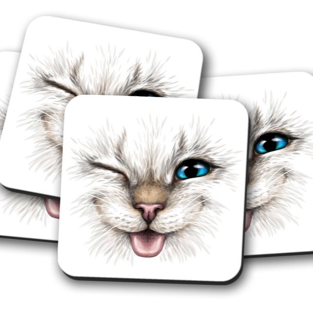 Cat Wink Blue Eye Untersetzer | Cat Cork Untersetz (Von Creator hochgeladen)