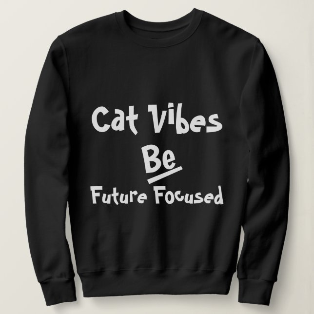 Cat Winter Fall Retro Funny Personalisiert Black Sweatshirt (Design vorne)