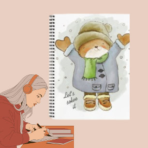 Cat Winter Snowfall Cartoon KitNotebook Notizbuch