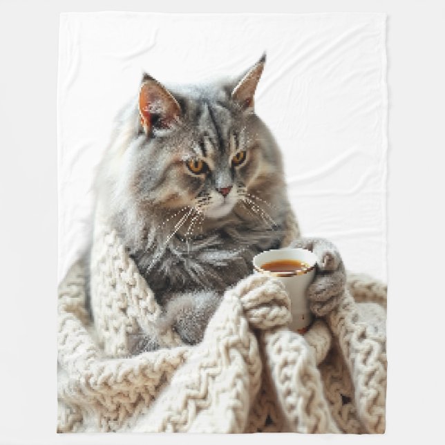 Cat Winter Tee genießen Fleecedecke (Vorderseite)