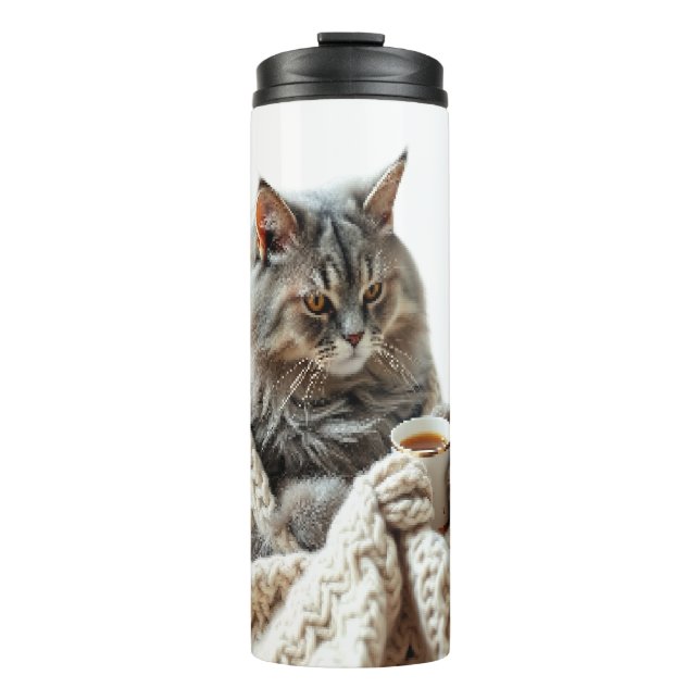 Cat Winter Tee genießen Thermosbecher (Vorderseite)