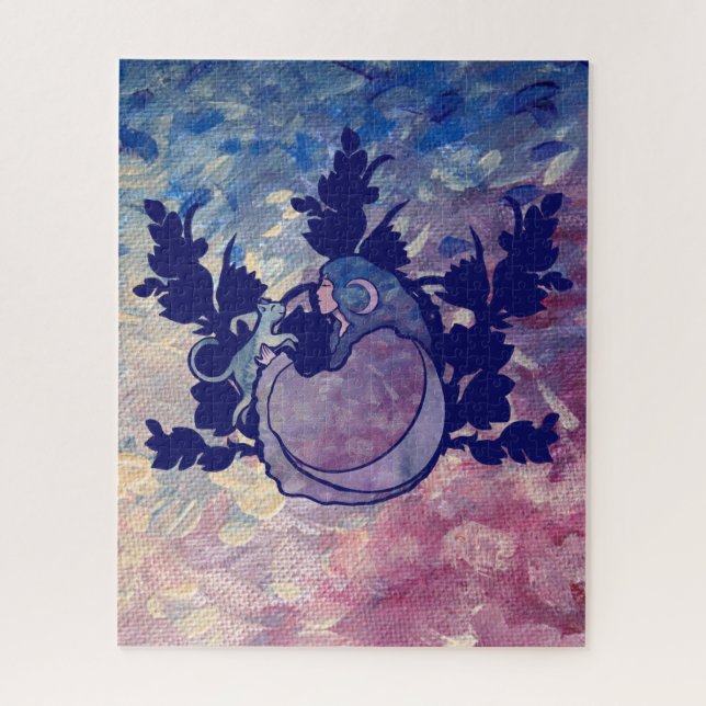 Cat Witch Moon Goddess Wiccan Cat Person Puzzle (Vertikal)