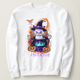 Cat Witch Pumpkin Hoodie, Spooky Halloween Sweatshirt
