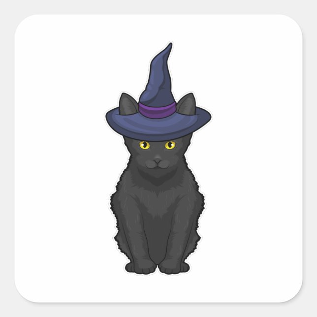 Cat Witch Quadratischer Aufkleber (Vorderseite)