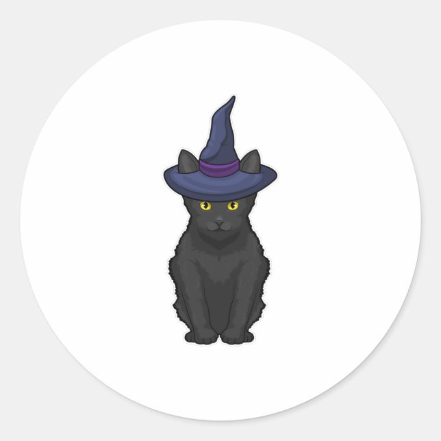 Cat Witch Runder Aufkleber (Vorderseite)