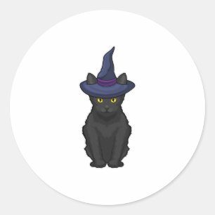 Cat Witch Runder Aufkleber