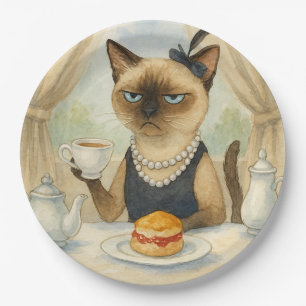 Cat with Afternoon Tea Party London England Pappteller