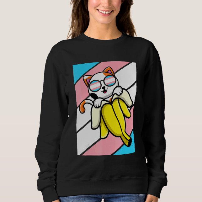 Cat With Banana Pride Transgender Flag LGBT Proud  Sweatshirt (Vorderseite)