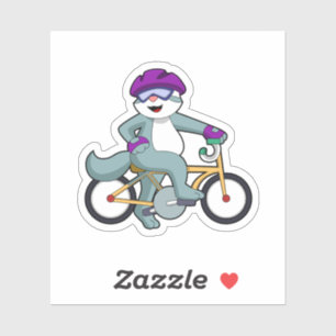 Cat with Bicycle Aufkleber