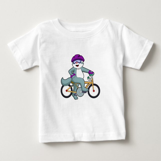 Cat with Bicycle Baby T-shirt (Vorderseite)