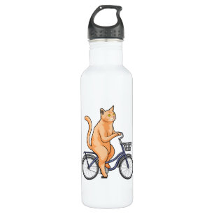 Cat with Bicycle Edelstahlflasche