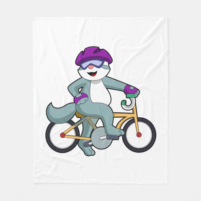 Cat with Bicycle Fleecedecke (Vorderseite)