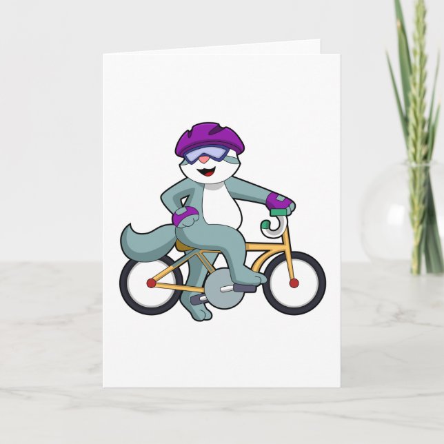 Cat with Bicycle Karte (Vorderseite)