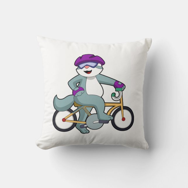 Cat with Bicycle Kissen (Vorderseite)