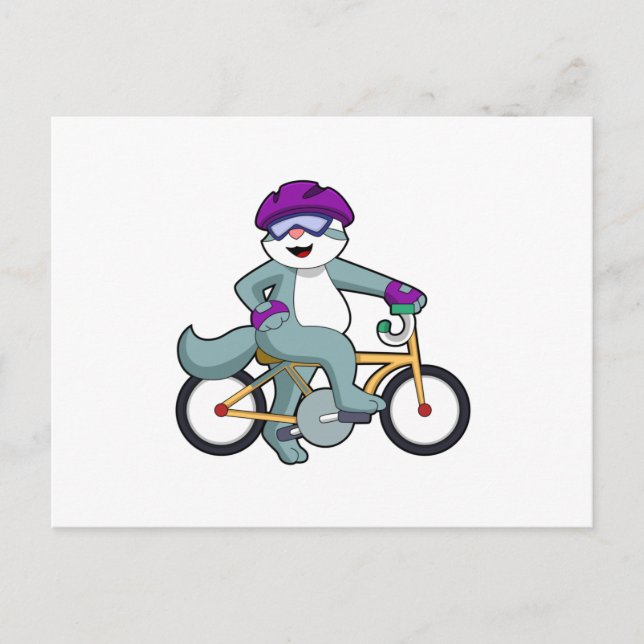 Cat with Bicycle Postkarte (Vorderseite)