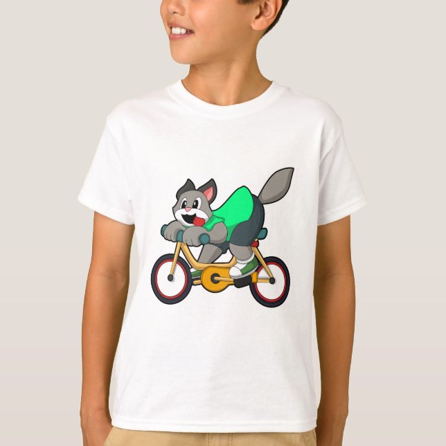 Cat with Bicycle T-Shirt (Vorderseite)