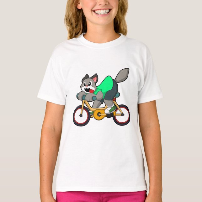 Cat with Bicycle T-Shirt (Vorderseite)