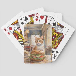 Cat with Burger Playing Card「猫とハンバーガーのかわいいトランプ」 Spielkarten