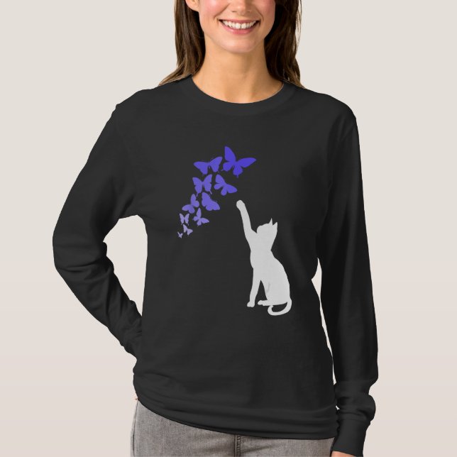 Cat with Butterflies Beautiful Butterfly T-Shirt (Vorderseite)