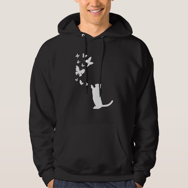Cat With Butterflies Cat  Cat Owner  Cute Cat Hoodie (Vorderseite)