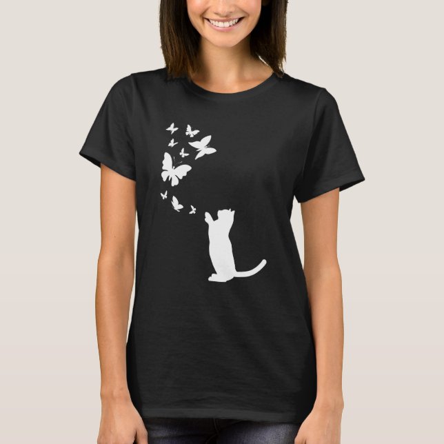 Cat With Butterflies Cat  Cat Owner  Cute Cat T-Shirt (Vorderseite)