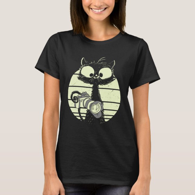 Cat With Camera Photographer Cat Cute Photographer T-Shirt (Vorderseite)