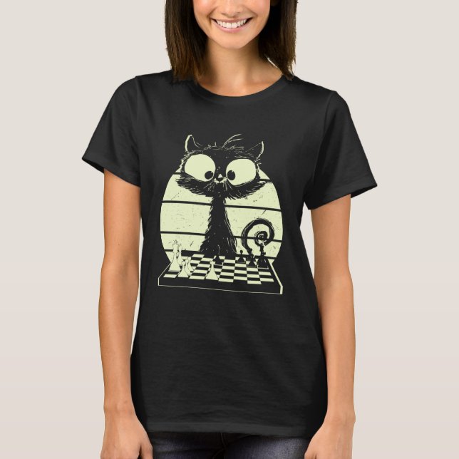 Cat With Chessboard Cat Playing Chess Chess Player T-Shirt (Vorderseite)