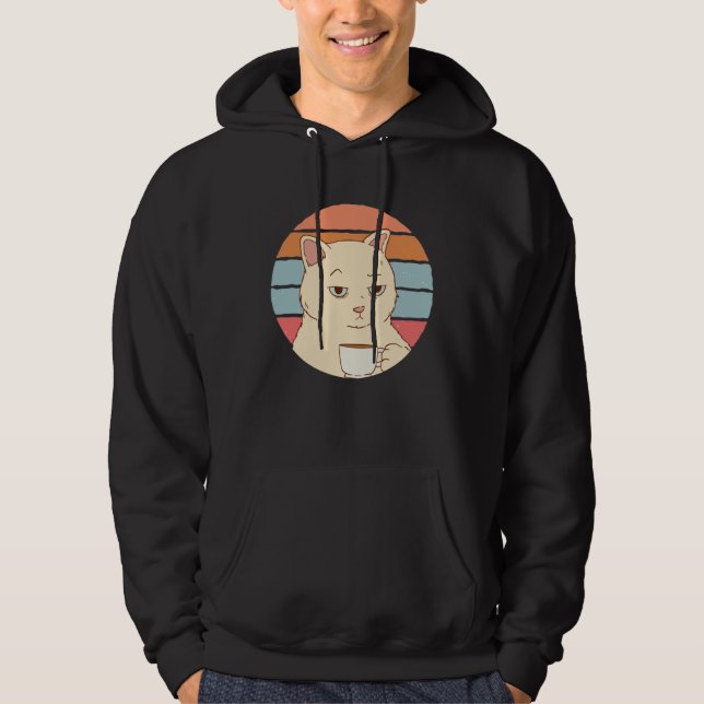 Cat with Coffee Hoodie (Vorderseite)