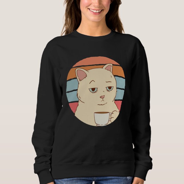 Cat with Coffee Sweatshirt (Vorderseite)