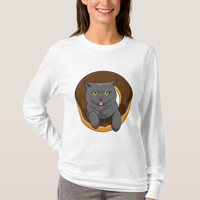 Cat with Donut T-Shirt (Vorderseite)