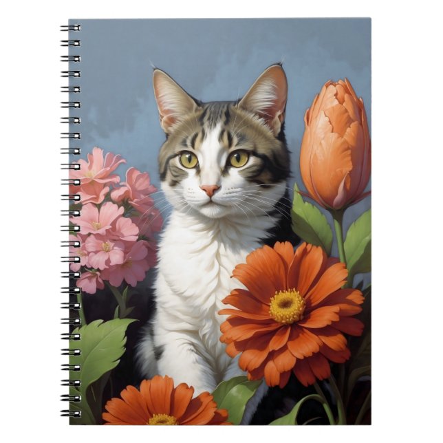 cat with flowers (update) notizblock (Vorderseite)