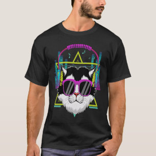 Cat with Headphones im with DJ 80er Costume EDM T-Shirt