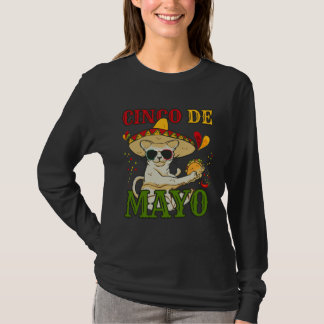 Cat With Mexican Hat And Taco  5 Cinco De Mayo T-Shirt