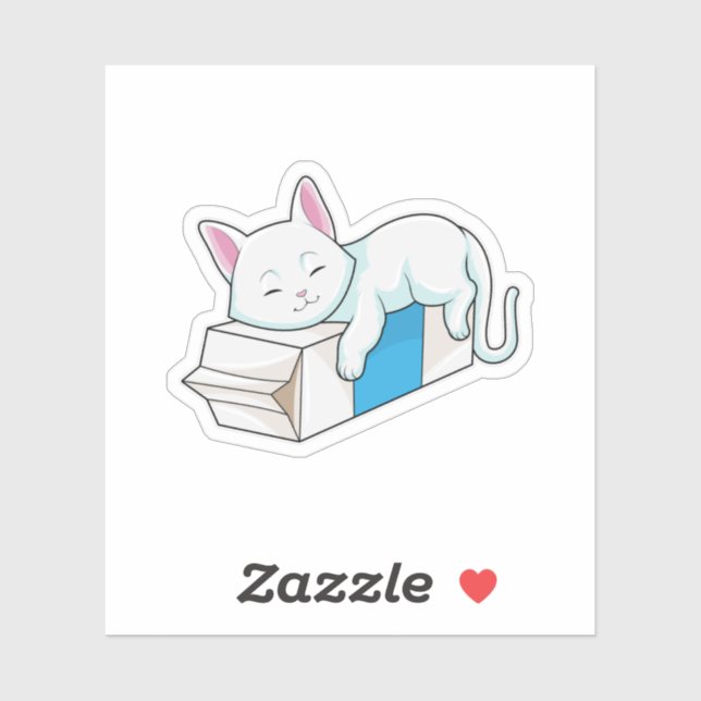 Cat with Milk Aufkleber (Blatt)