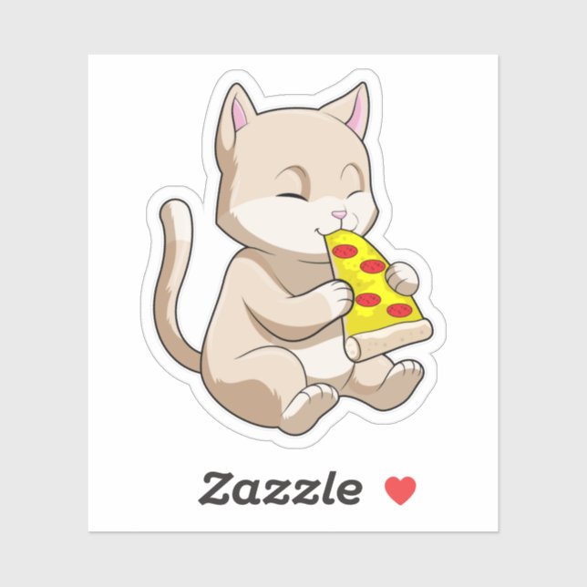 Cat with Pizza Aufkleber (Blatt)