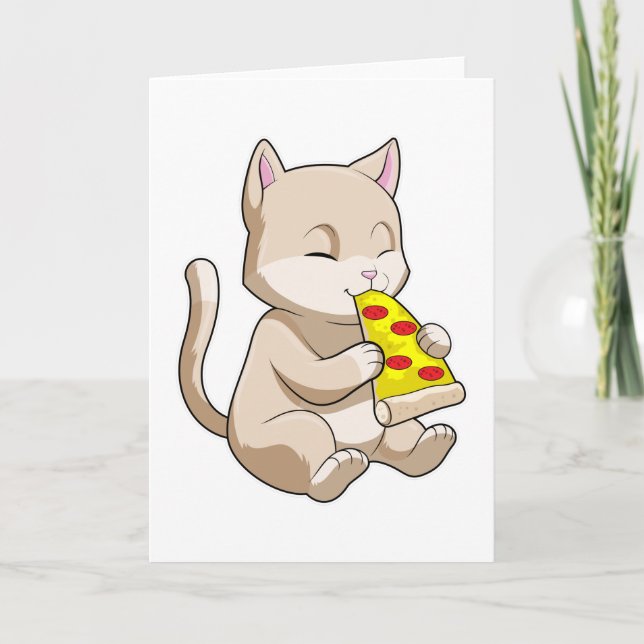 Cat with Pizza Karte (Vorderseite)