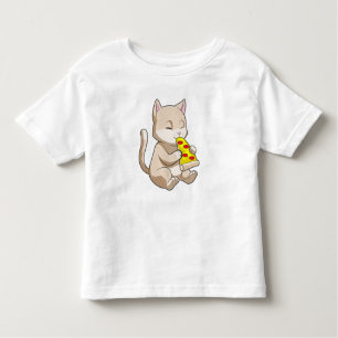Cat with Pizza Kleinkind T-shirt