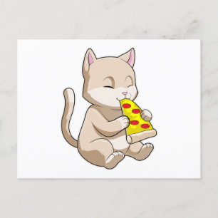 Cat with Pizza Postkarte