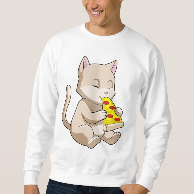 Cat with Pizza Sweatshirt (Vorderseite)