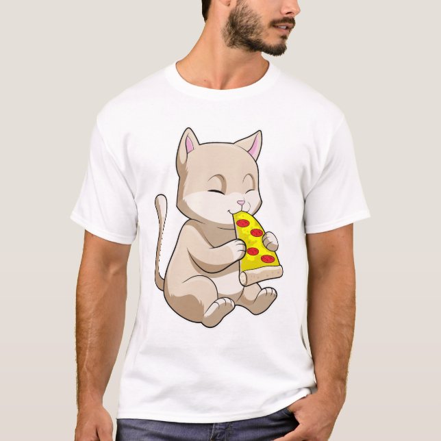 Cat with Pizza T-Shirt (Vorderseite)