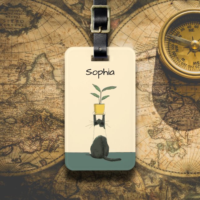 Cat with Plant Gepäckanhänger (Von Creator hochgeladen)