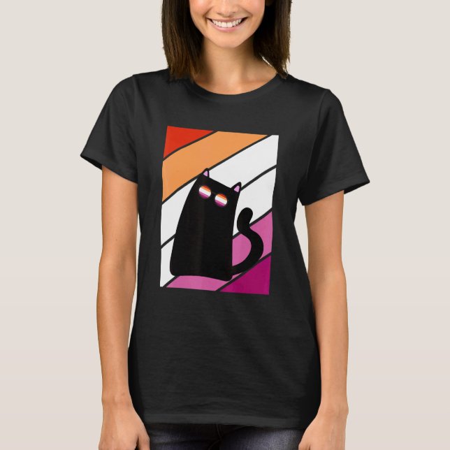 Cat With Pride Lesbian Flag LGBTQ Proud Ally Pride T-Shirt (Vorderseite)