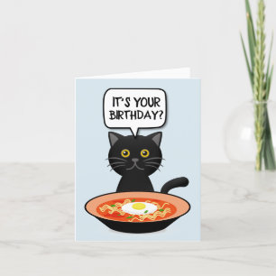 CAT WITH RAMEN NOODLES BIRTHDAY CARD DANKESKARTE