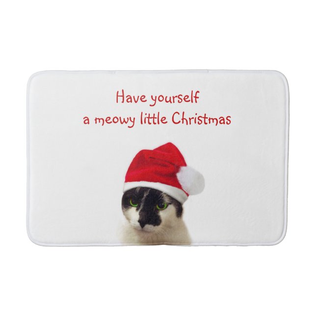 Cat with Santa’s Hat Badematte (Vorderseite)