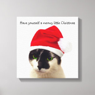 Cat with Santa’s Hat Leinwanddruck
