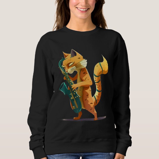 Cat with saxophone sweatshirt (Vorderseite)